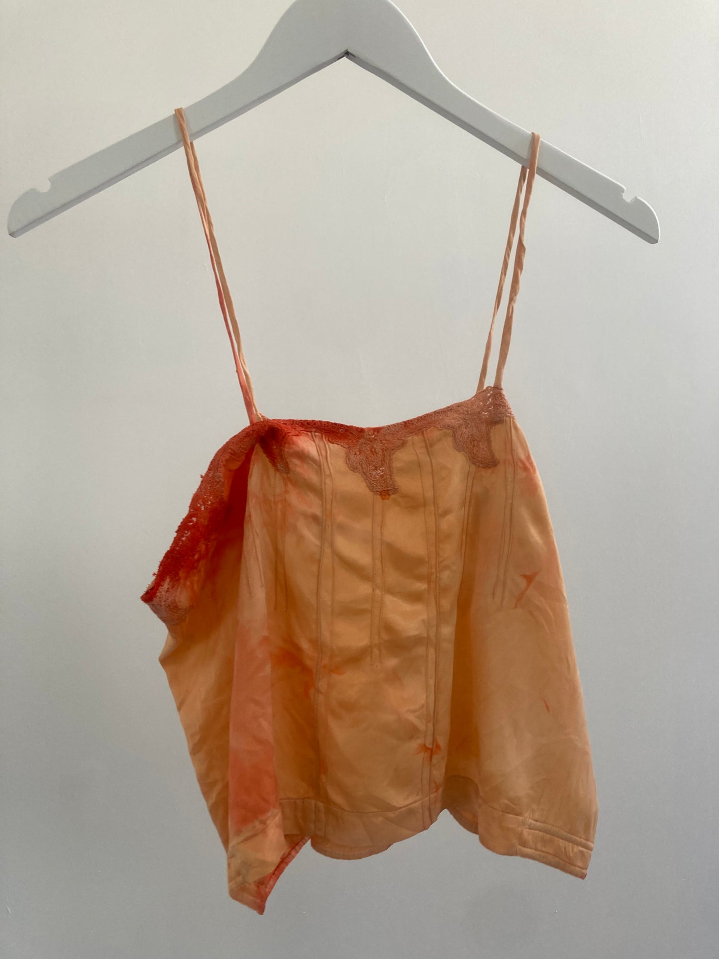 1930s Satin & Lace Dyed Camisole - Aperol