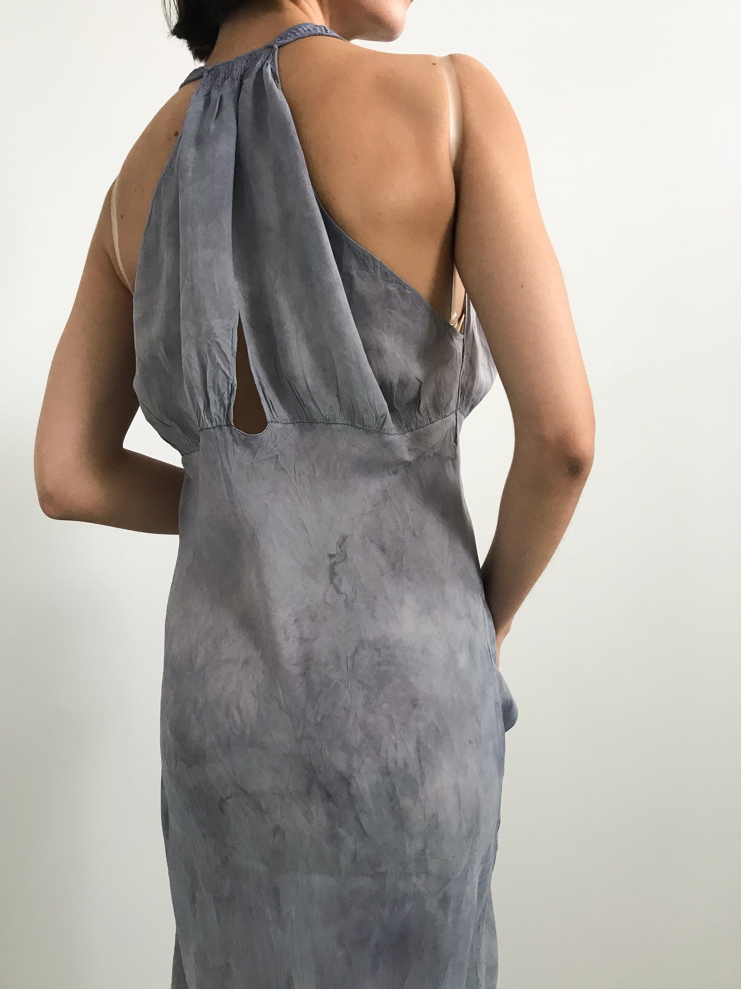 1930s Silk Halterneck Dyed Slip Gown - Faded Mauve