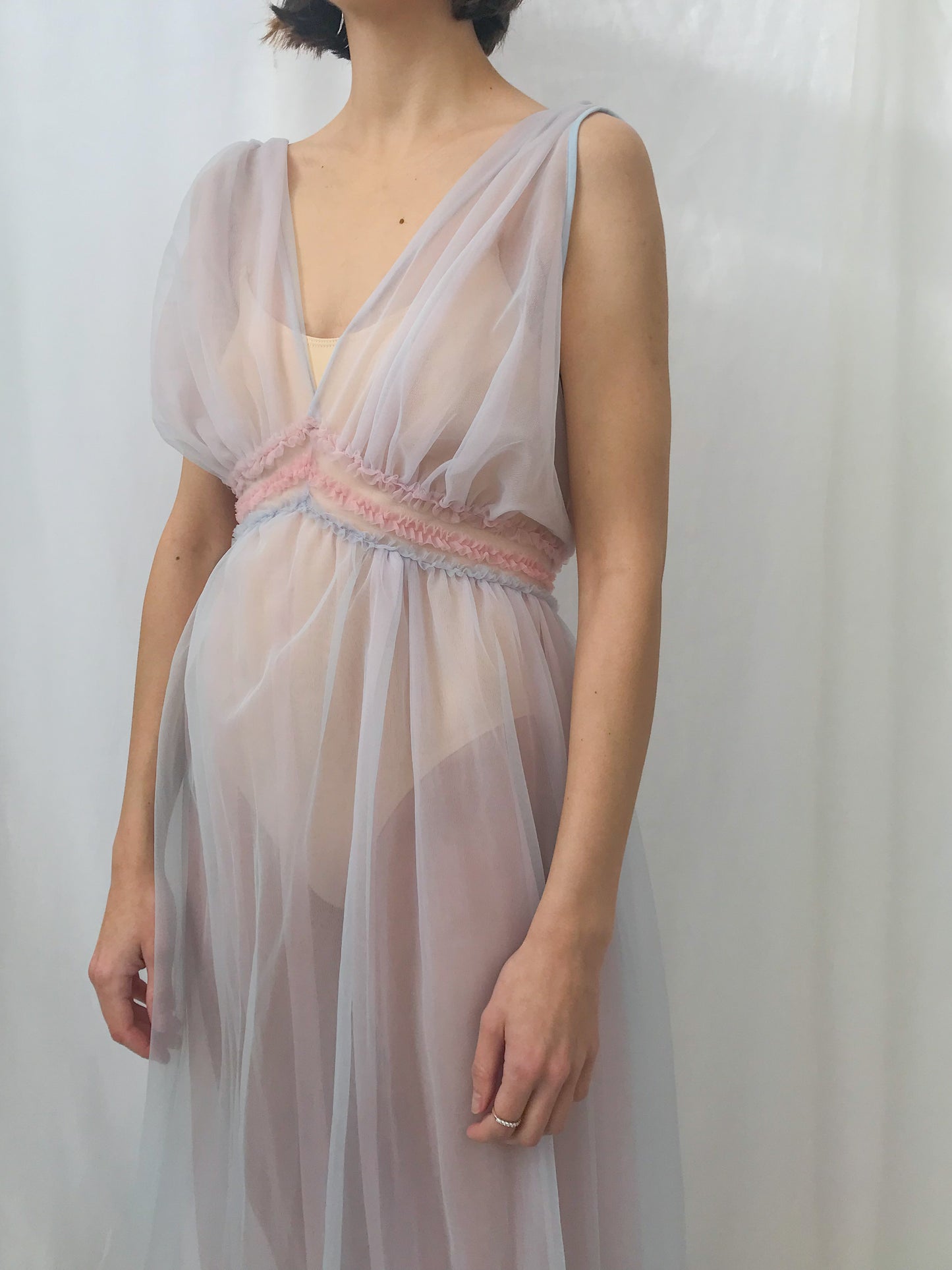 1940s Sheer Two Tone Ombre Gown